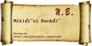 Miklósi Benkő névjegykártya